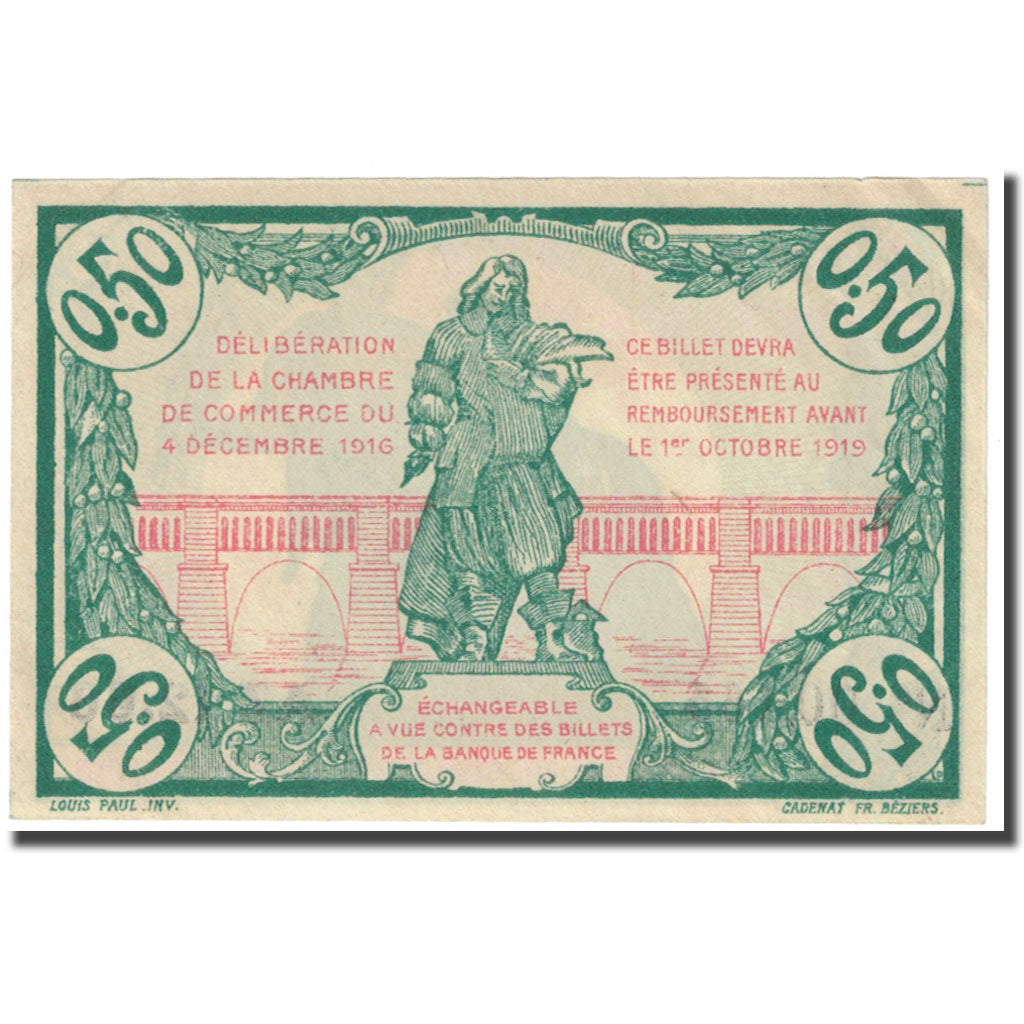 France, Béziers, 50 Centimes, 1916, Chambre de Commerce, UNC(65-70)