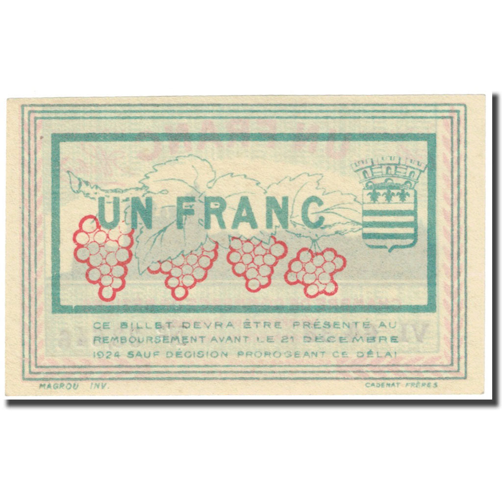 Frankrijk, Béziers, 1 Franc, 1920, Chambre de Commerce, NIEUW, Pirot:27-28