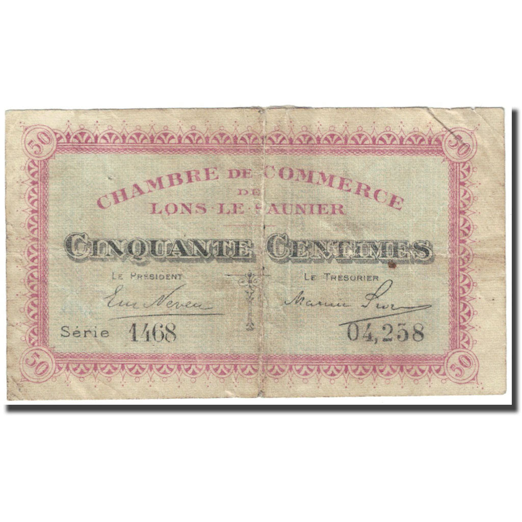 Francia, Lons-le-Saunier, 50 Centimes, 1922, Chambre de Commerce, D, Pirot:74-12