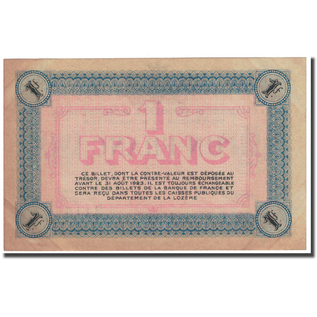France, Mende, 1 Franc, 1918, Chambre de Commerce, VG(8-10), Pirot:81-7