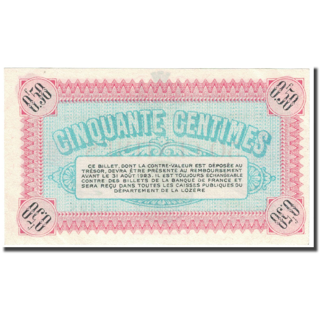 France, Mende, 50 Centimes, 1918, Chambre de Commerce, UNC(65-70), Pirot:81-5