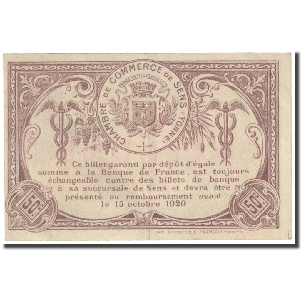 Francia, Sens, 50 Centimes, 1916, Chambre de Commerce, MBC, Pirot:118-2