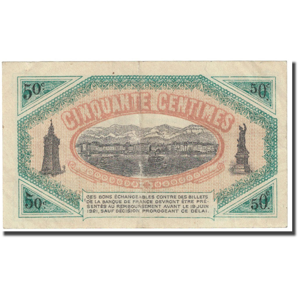 França, Toulon, 50 Centimes, 1916, Chambre de Commerce, VF(20-25), Pirot:121-1