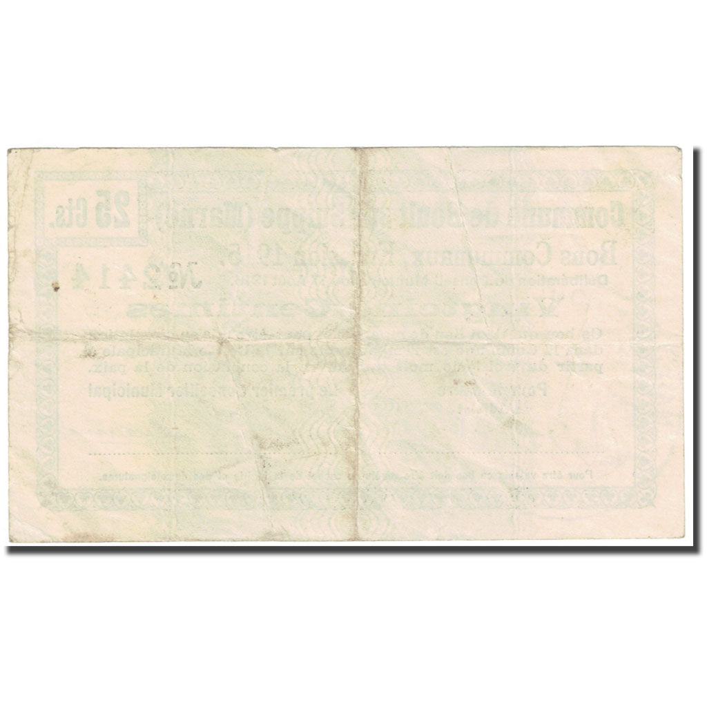 France, Boult sur Suippe, 25 Centimes, 1915, Bons Communaux, EF(40-45)