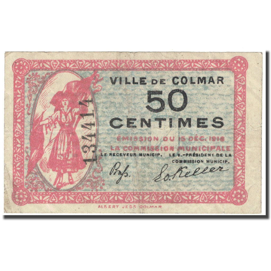 France, Colmar, 50 Centimes, 1918, Emission Municipale, TB, Pirot:130-1