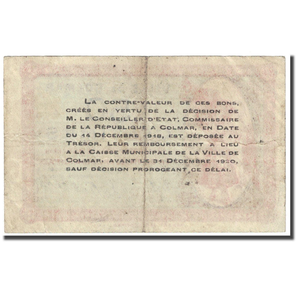 France, Colmar, 50 Centimes, 1918, Emission Municipale, TB, Pirot:130-1