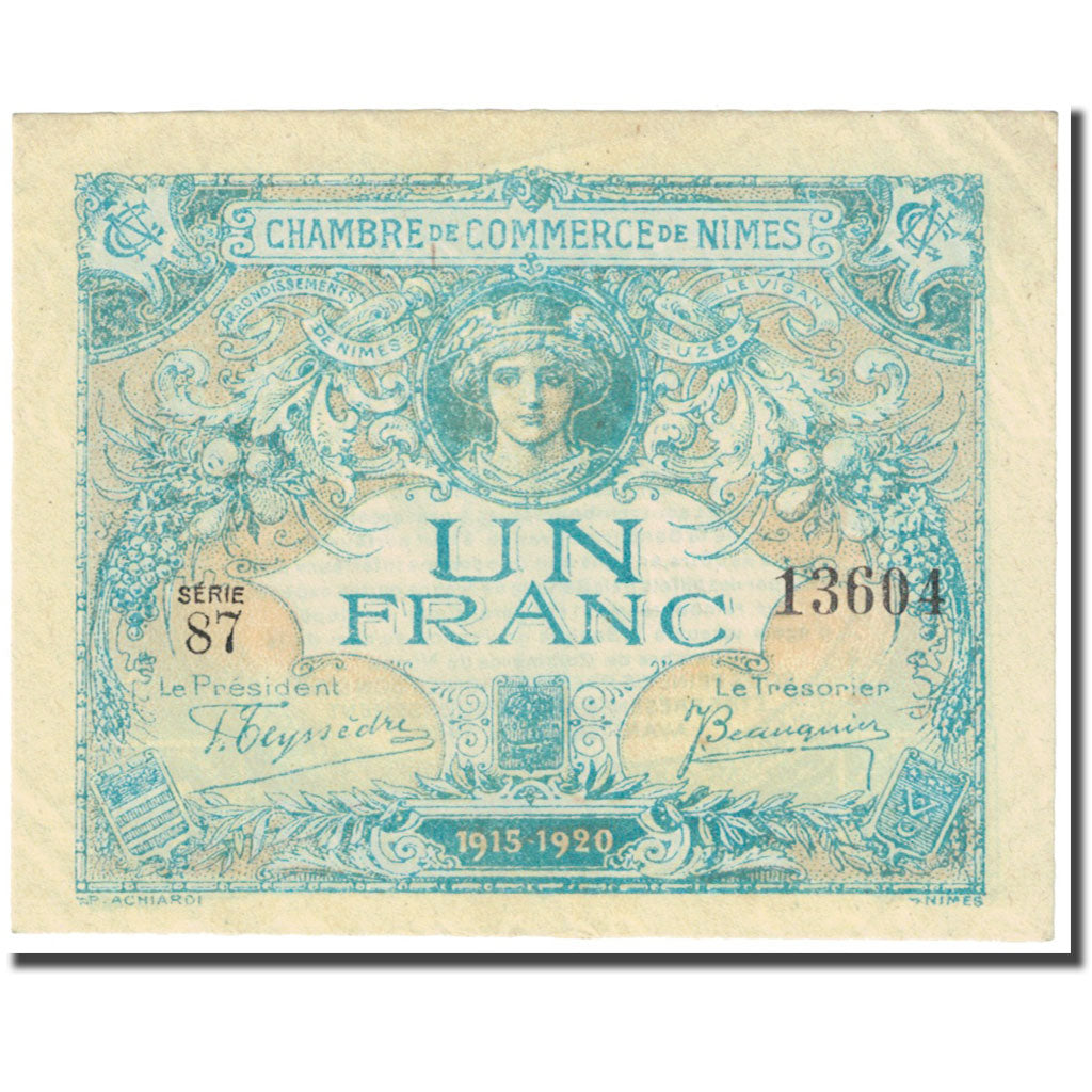 Frankrijk, Nîmes, 1 Franc, 1915, Chambre de Commerce, SUP, Pirot:92-11