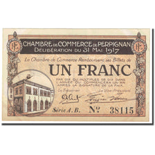 France, Perpignan, 1 Franc, 1917, Chambre de Commerce, AU(55-58), Pirot:100-23