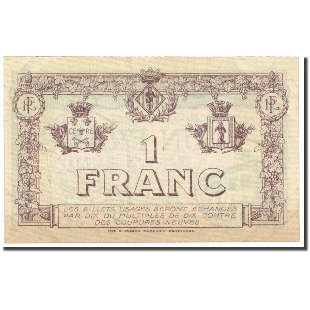 France, Perpignan, 1 Franc, 1917, Chambre de Commerce, AU(55-58), Pirot:100-23