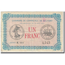 França, Belfort, 1 Franc, 1915, Chambre de Commerce, VF(20-25), Pirot:23-09