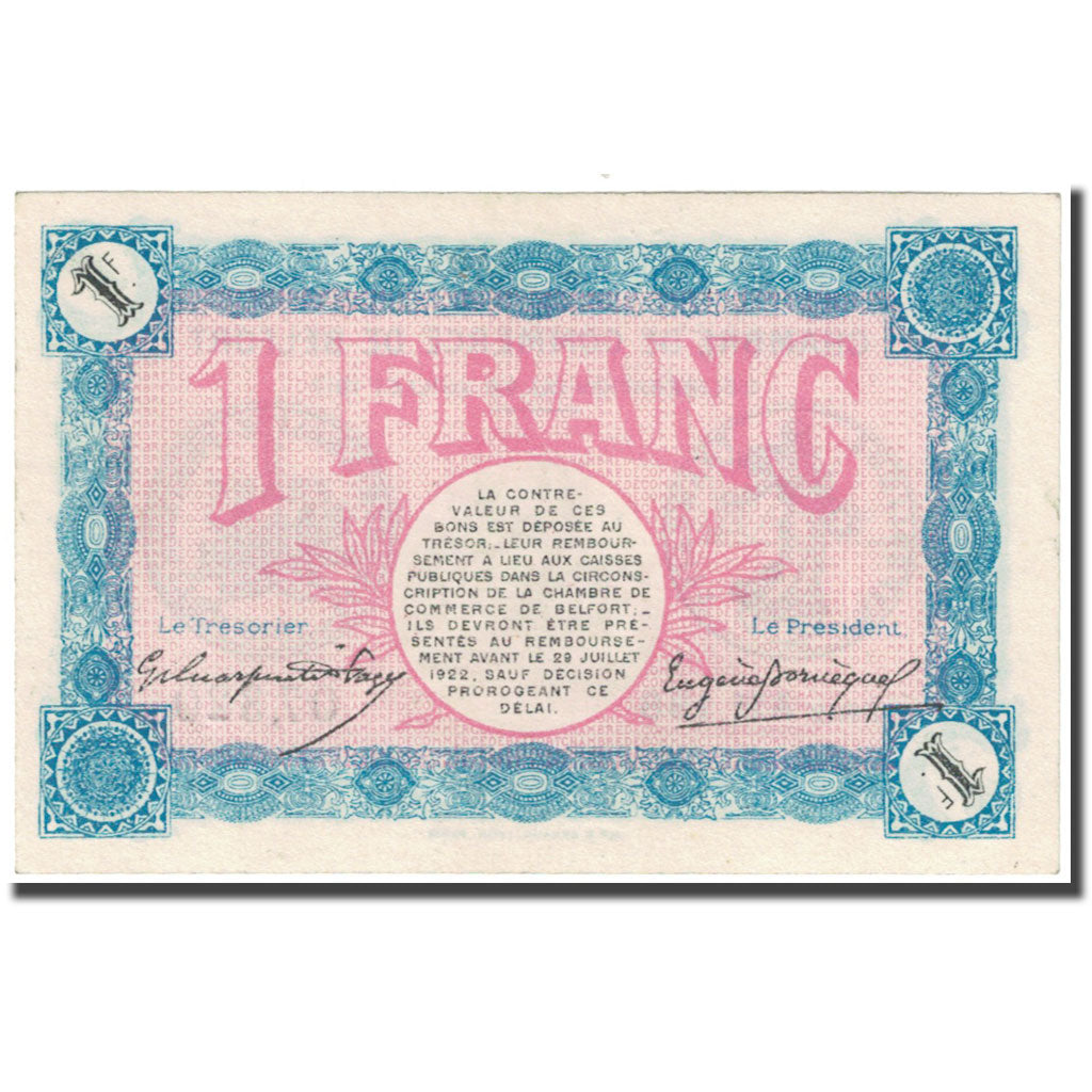 France, Belfort, 1 Franc, 1917, Chambre de Commerce, UNC(65-70), Pirot:23-32