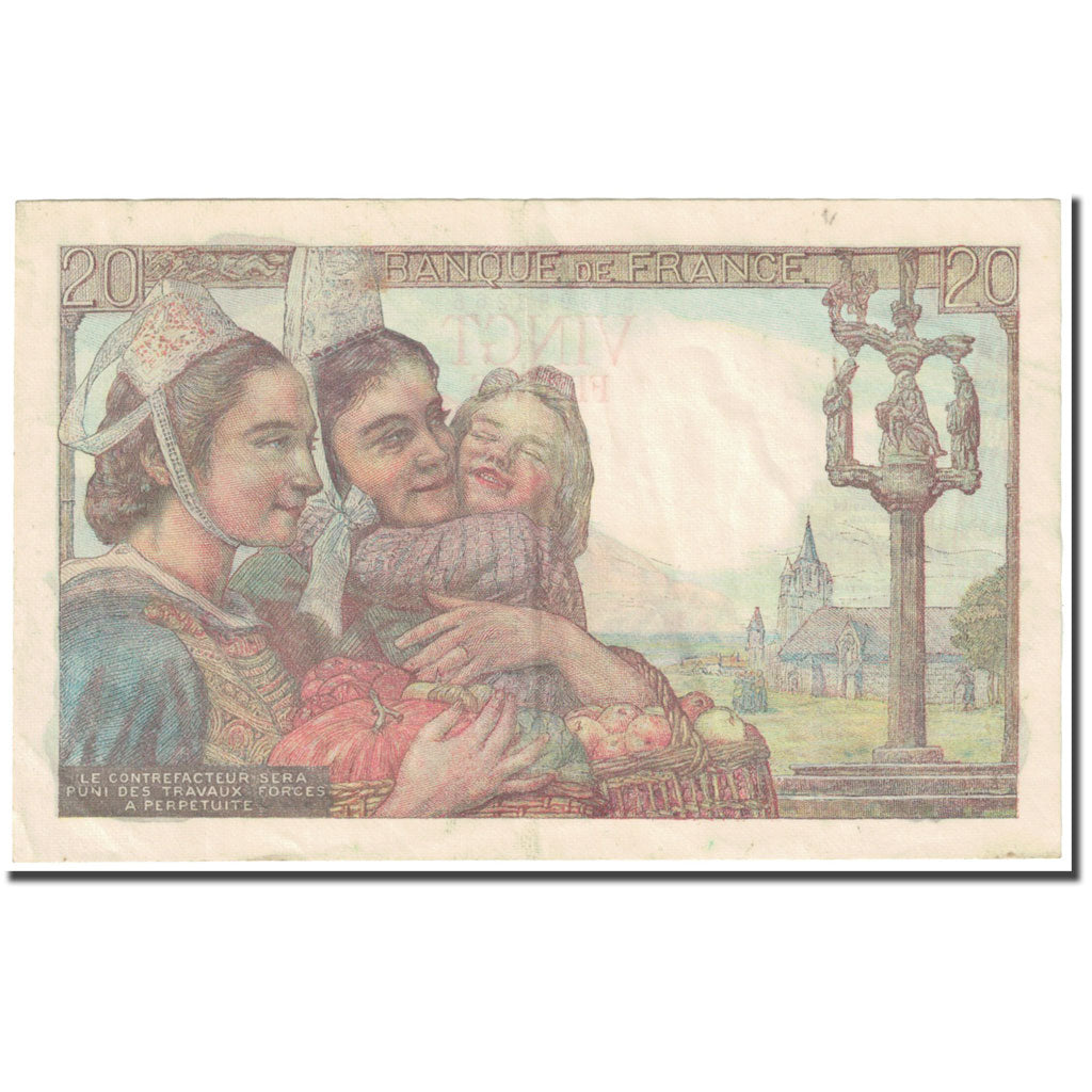 França, 20 Francs, Pêcheur, 1949, 1949-03-10, VF(30-35), Fayette:13.14