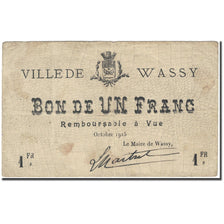 France, Wassy, 1 Franc, 1915, Bon de, VF(20-25), Pirot:52-32