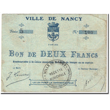 Francja, Nancy, 2 Francs, 1914, Bon de Municipalité, VG(8-10), Pirot:54-82