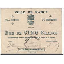Frankreich, Nancy, 5 Francs, 1914, Bon de Municipalité, SGE, Pirot:54-83