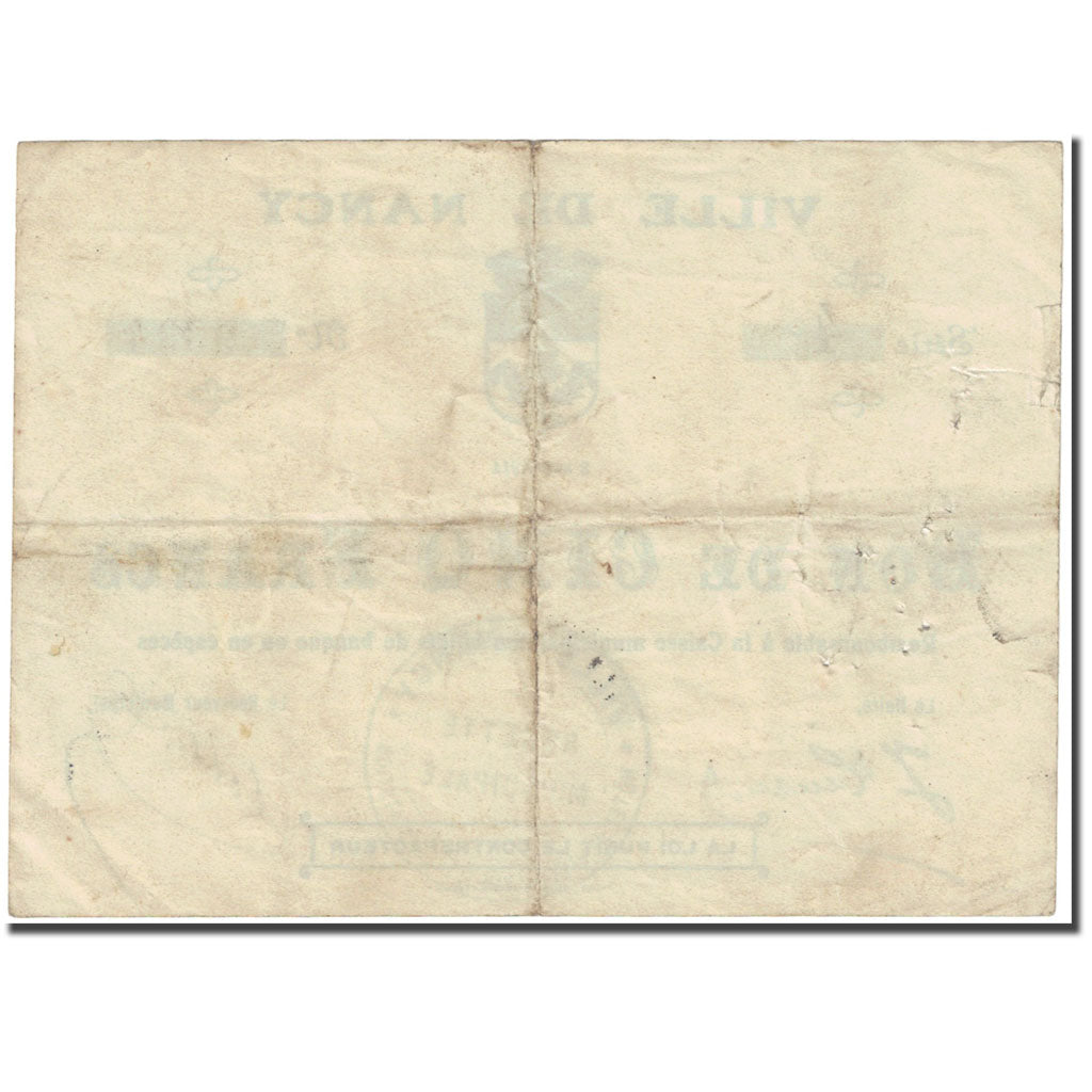 Frankreich, Nancy, 5 Francs, 1914, Bon de Municipalité, SGE, Pirot:54-83