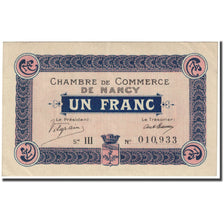 France, Nancy, 1 Franc, 1916, Chambre de Commerce, AU(55-58), Pirot:87-08