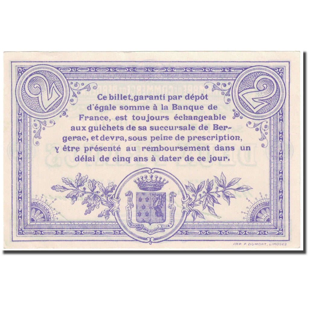 Frankreich, Bergerac, 2 Francs, 1914, Chambre de Commerce, UNZ-, Pirot:24-23