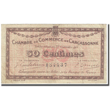 France, Carcassonne, 50 Centimes, 1914, Chambre de Commerce, VF(20-25)
