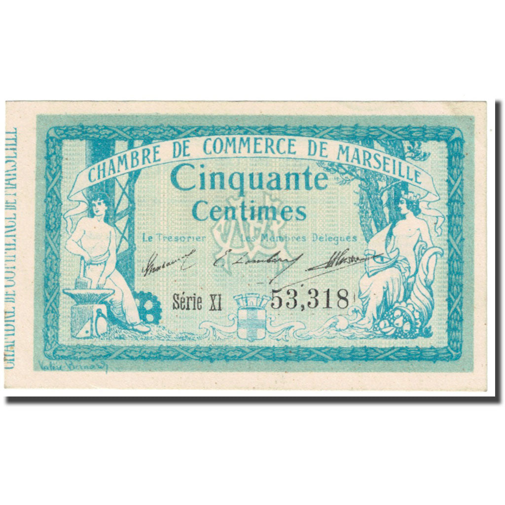 France, Marseille, 50 Centimes, 1915, Chambre de Commerce, SPL, Pirot:79-45