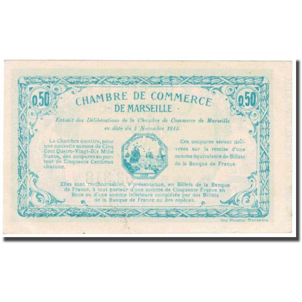 France, Marseille, 50 Centimes, 1915, Chambre de Commerce, SPL, Pirot:79-45