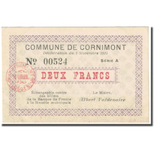 França, Cornimont, 2 Francs, 1915, Emission Municipale, AU(55-58), Pirot:88-15