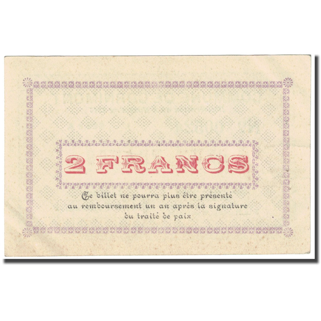 França, Cornimont, 2 Francs, 1915, Emission Municipale, AU(55-58), Pirot:88-15