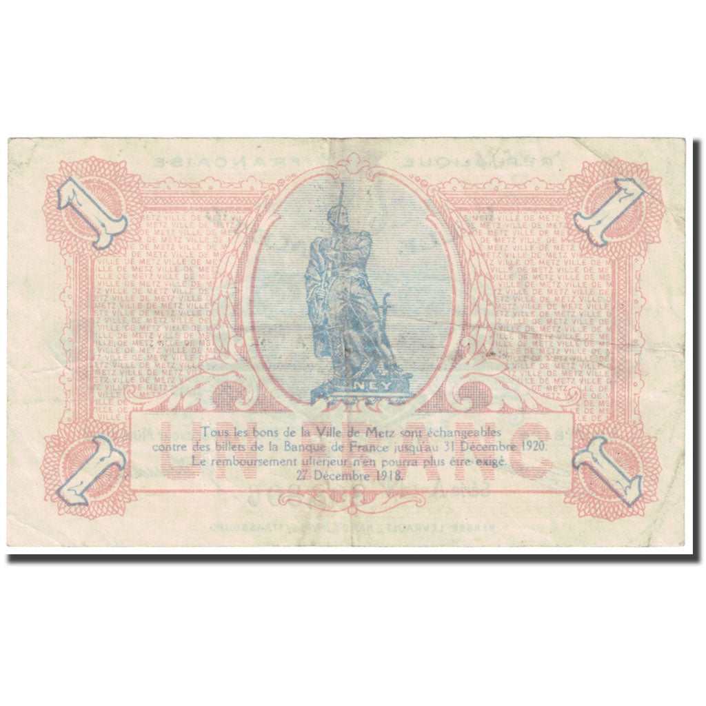 Francia, Metz, 1 Franc, 1918, Emission Municipale, BC, Pirot:131-4