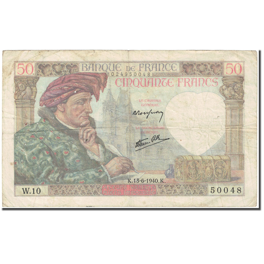 Frankrijk, 50 Francs, Jacques Coeur, 1940, 1940-06-13, B, Fayette:19.1, KM:93