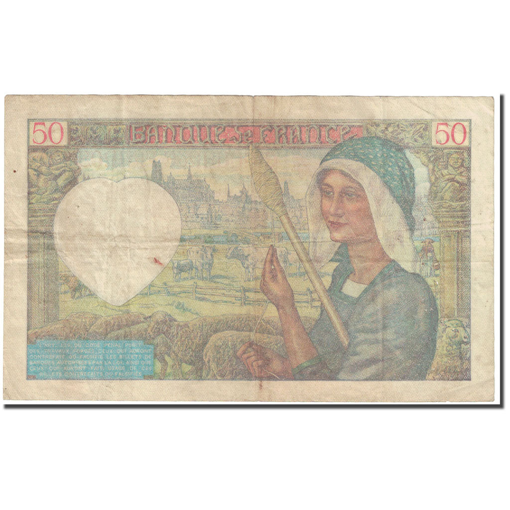 Francia, 50 Francs, Jacques Coeur, 1942, 1942-02-05, BC, Fayette:19.19, KM:93