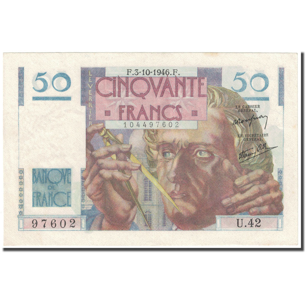 Frankrijk, 50 Francs, Le Verrier, 1946, 1946-10-03, TTB, Fayette:20.6, KM:127a