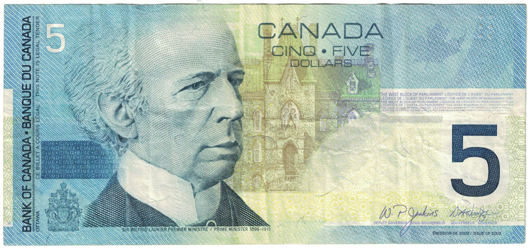 Banknote, Canada, 5 Dollars, 2002, Undated (2002), KM:101c, EF(40-45)