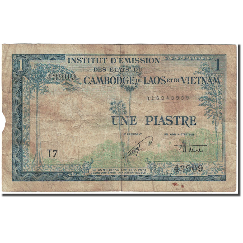 Banknote, FRENCH INDO-CHINA, 1 Piastre = 1 Dong, 1954, Undated (1954), KM:105