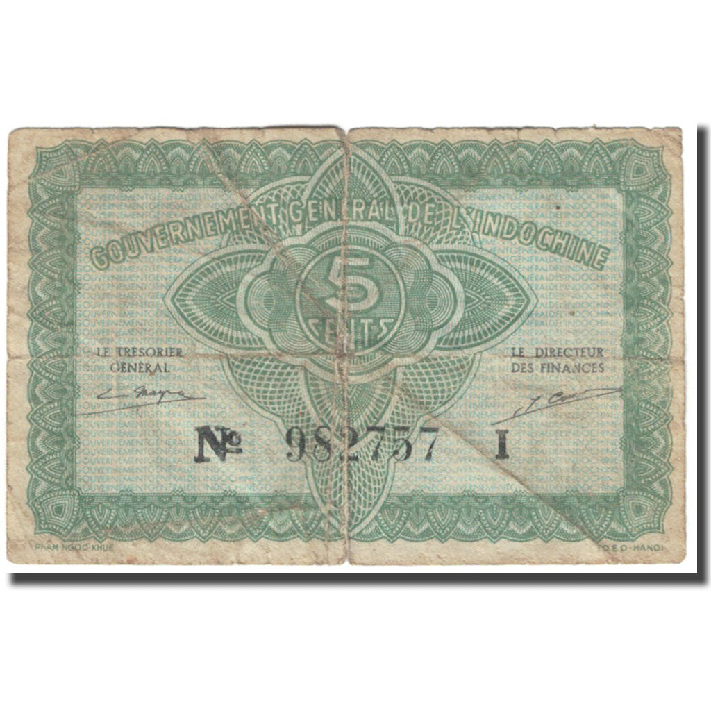 Banknote, FRENCH INDO-CHINA, 5 Cents, 1942, Undated (1942), KM:88a, AG(1-3)