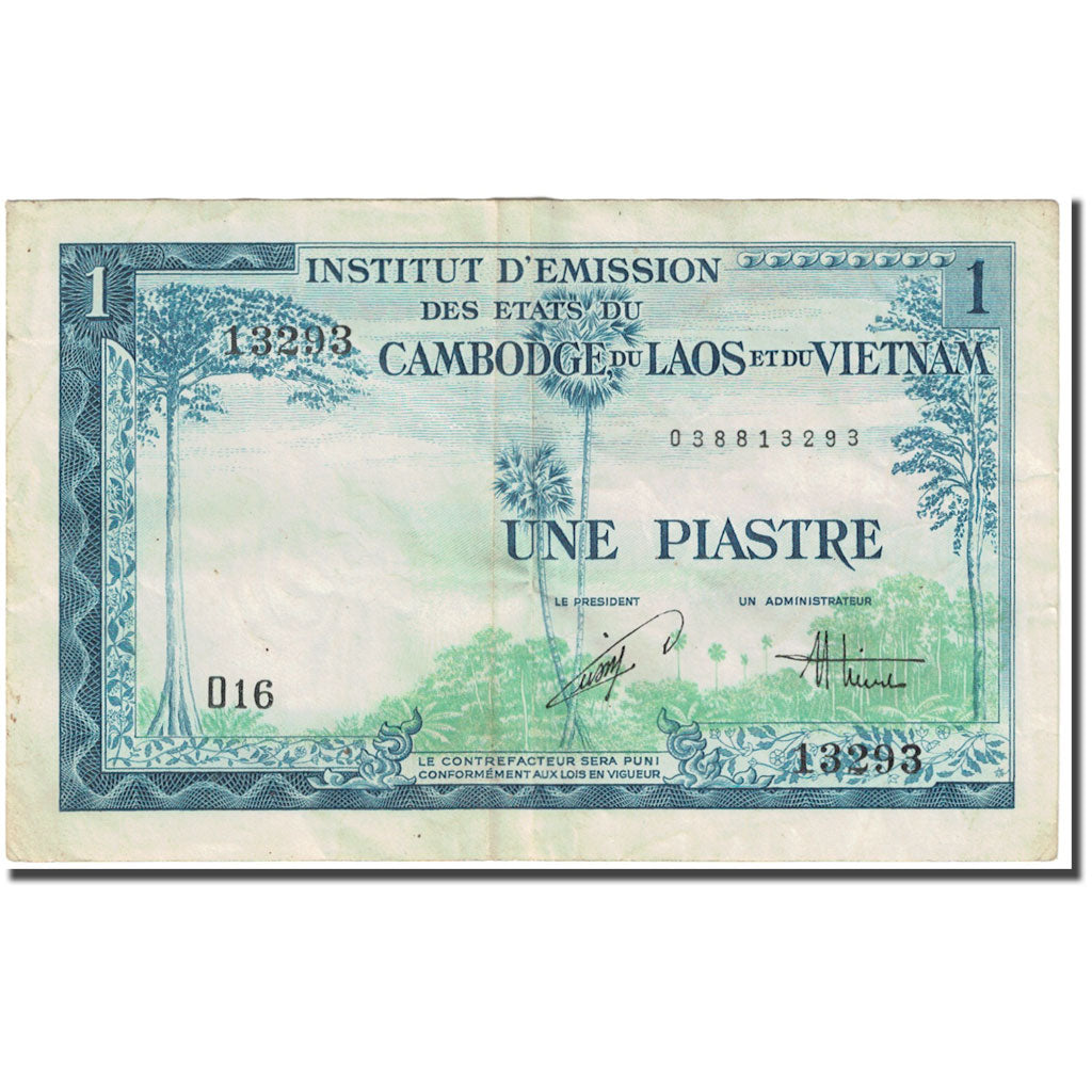 Banknote, FRENCH INDO-CHINA, 1 Piastre = 1 Dong, 1954, Undated (1954), KM:105