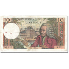 France, 10 Francs, Voltaire, 1970, 1970-01-08, VF(20-25), KM:147c