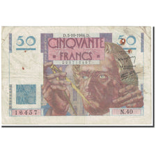 França, 50 Francs, Le Verrier, 1946, 1946-10-03, VG(8-10), Fayette:20.6