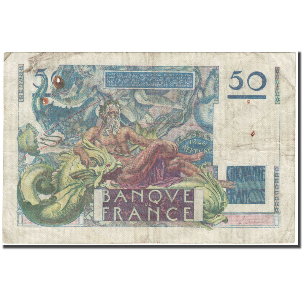 France, 50 Francs, Le Verrier, 1946, 1946-10-03, B, Fayette:20.6, KM:127a