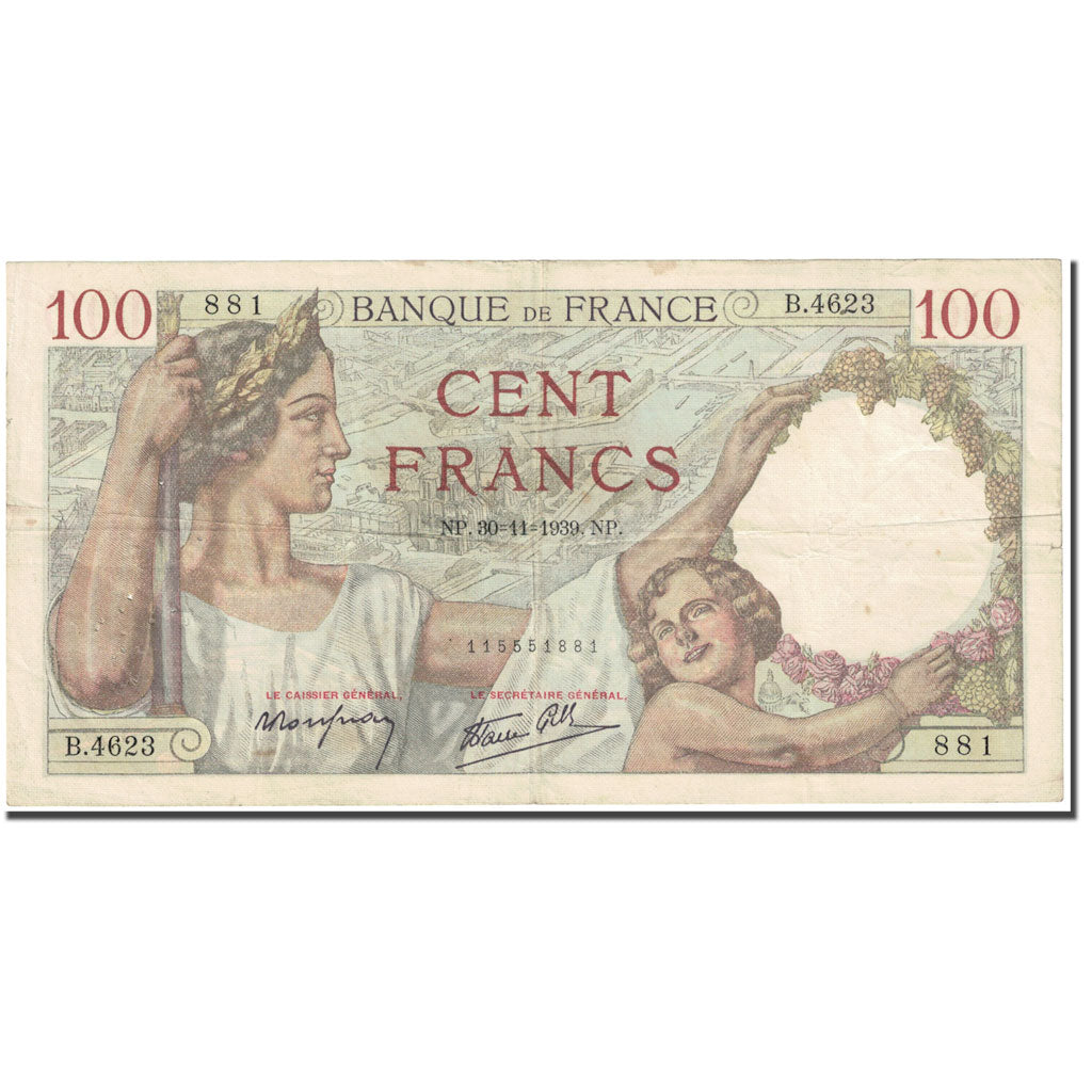 Frankrijk, 100 Francs, Sully, 1939, 1939-11-30, TB, Fayette:26.16, KM:94