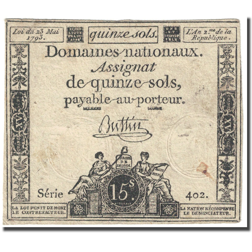 France, 15 Sols, 1793, Buttin, L'an 2ème de la République - (23 mai 1793)