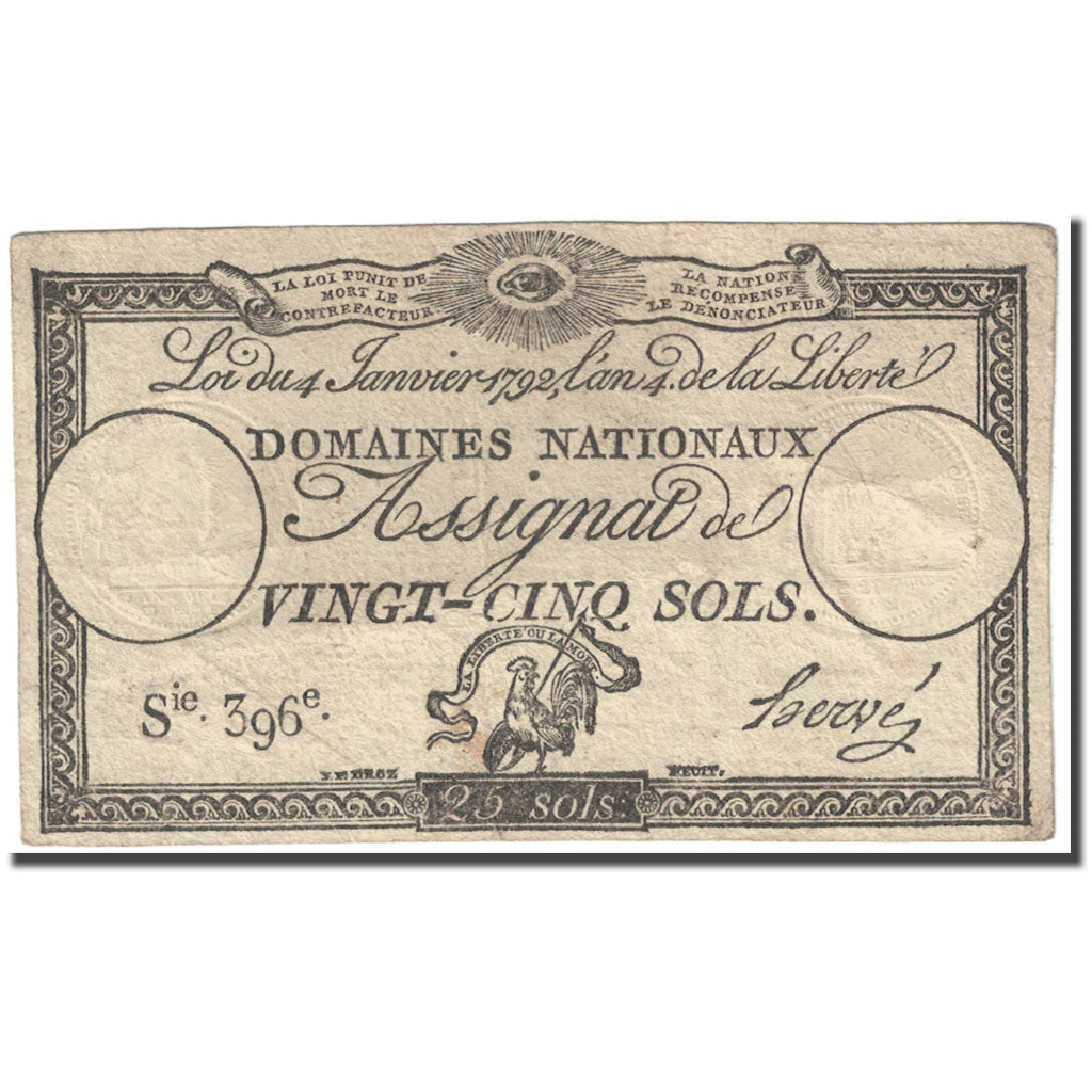 Francja, 25 Sols, 1792, Hervé, Loi du 4 janvier 1792 - L'an quatrième de la