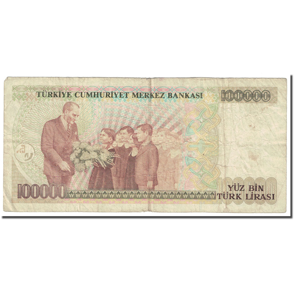 Banknote, Turkey, 100,000 Lira, 1991, Old Date : 14.10.1970 (1991)., KM:205