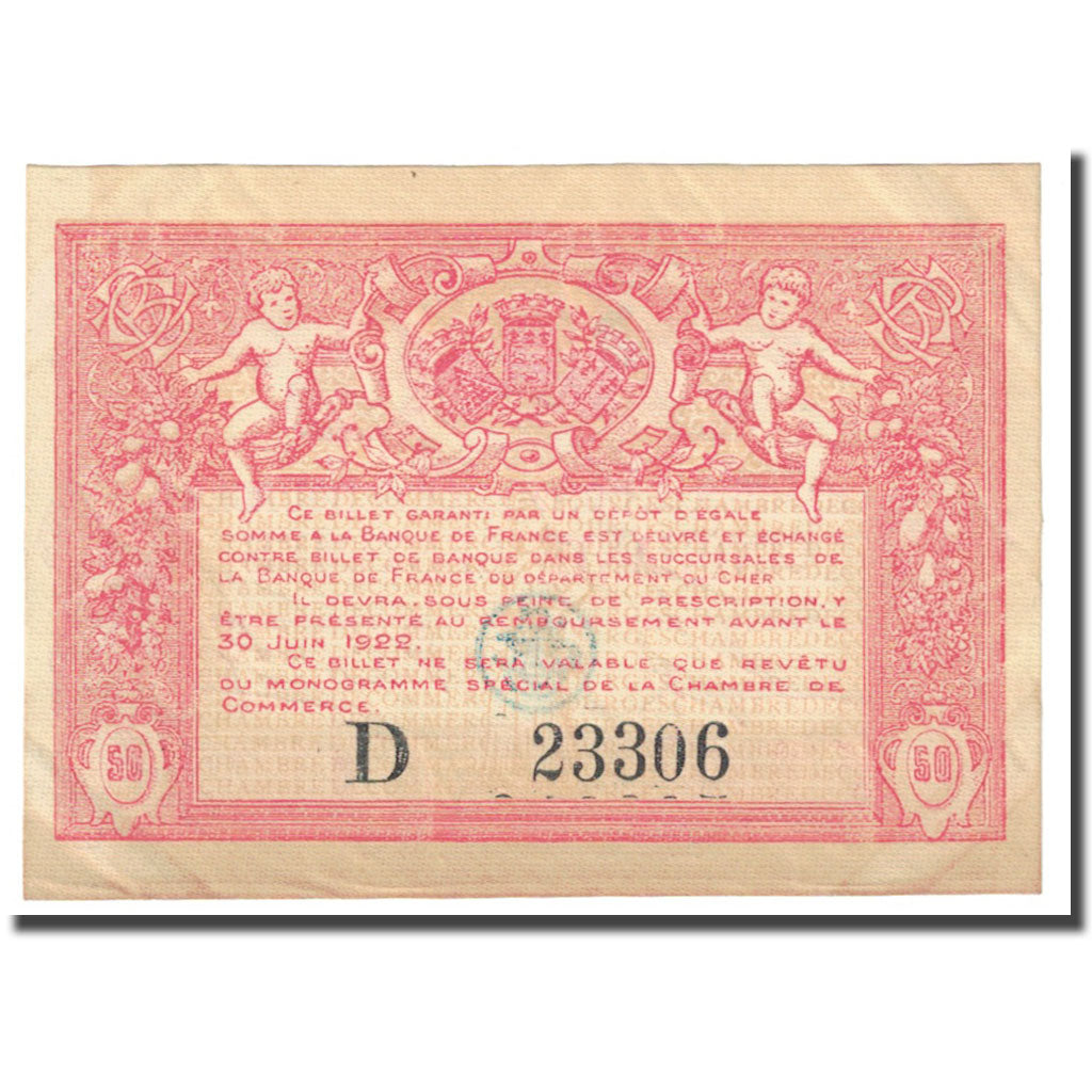 Francia, Bourges, 50 Centimes, 1917, Chambre de Commerce, MBC, Pirot:32-8