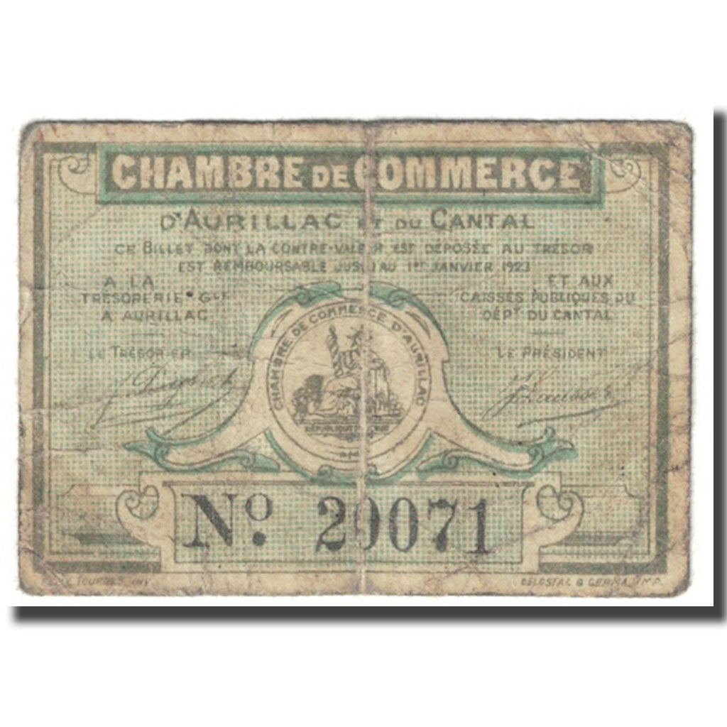 Frankrijk, Aurillac, 25 Centimes, 1917, Chambre de Commerce, AB, Pirot:16-11