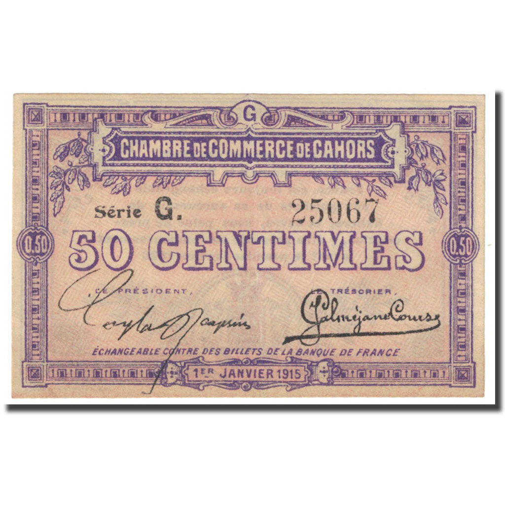 France, Cahors, 50 Centimes, 1915, Chambre de Commerce, EF(40-45), Pirot:35-12