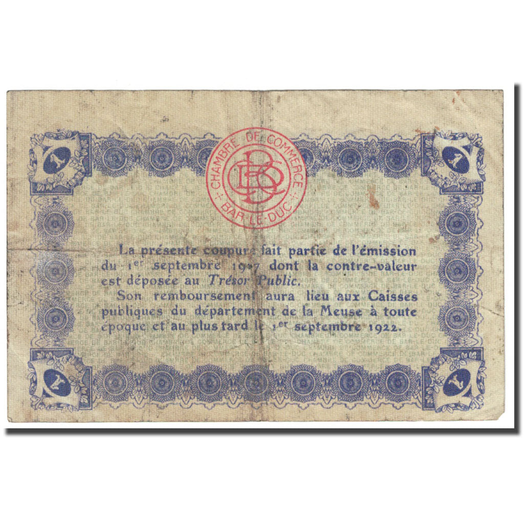 França, Bar-le-Duc, 1 Franc, 1917, Chambre de Commerce, VG(8-10), Pirot:19-11