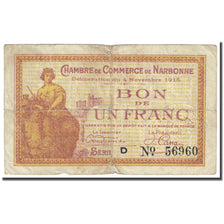 France, Narbonne, 1 Franc, 1915, Chambre de commerce / Bon de, B, Pirot:89-6