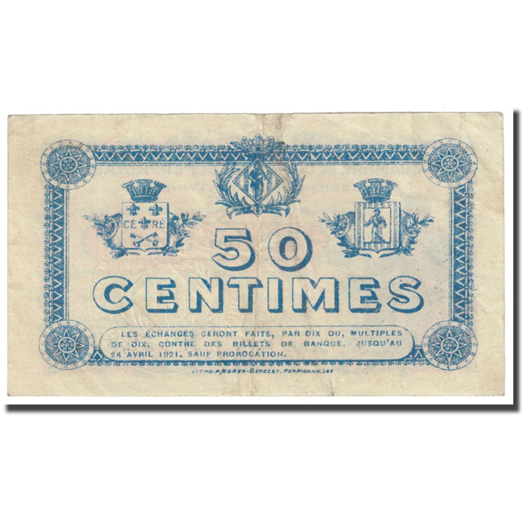France, Perpignan, 50 Centimes, 1916, Chambre de Commerce, EF(40-45)