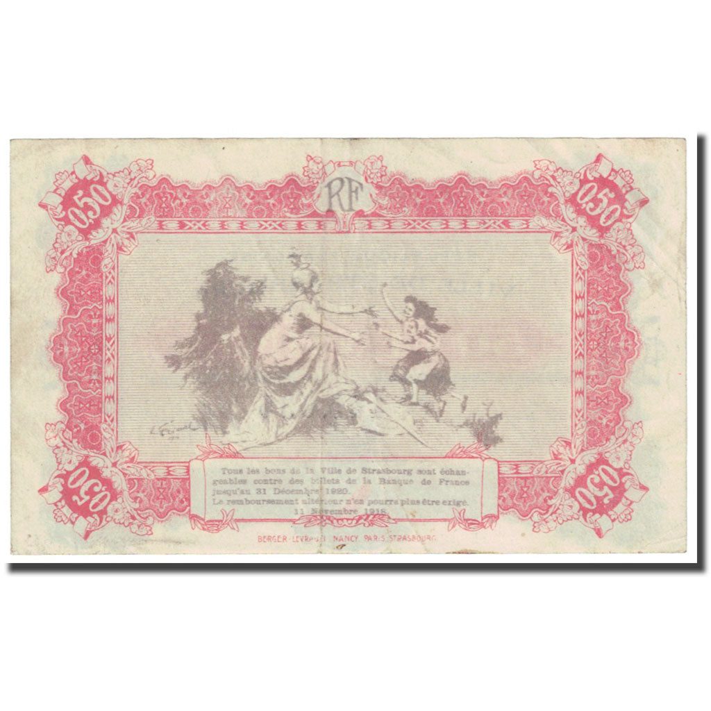 France, Strasbourg, 50 Centimes, 1918, Bon de Municipalité, TTB, Pirot:133-1