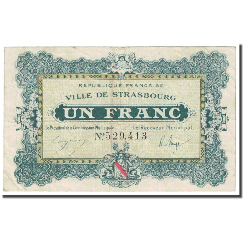 Frankrijk, Strasbourg, 1 Franc, 1918, Bon de Municipalité, TB, Pirot:133-4